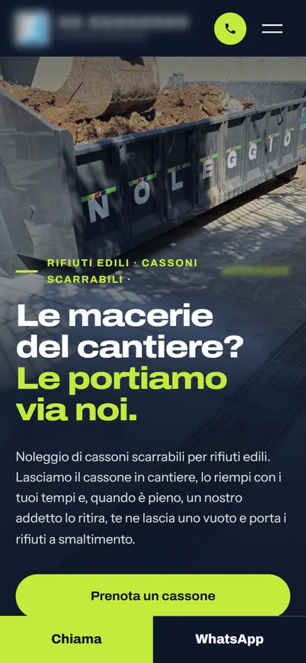 Lo stesso sito visto dal telefono.